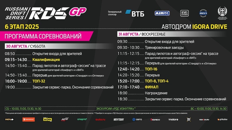 Самая скоростная трасса Российской Дрифт Серии 30-31 августа примет шестой этап RDS GP